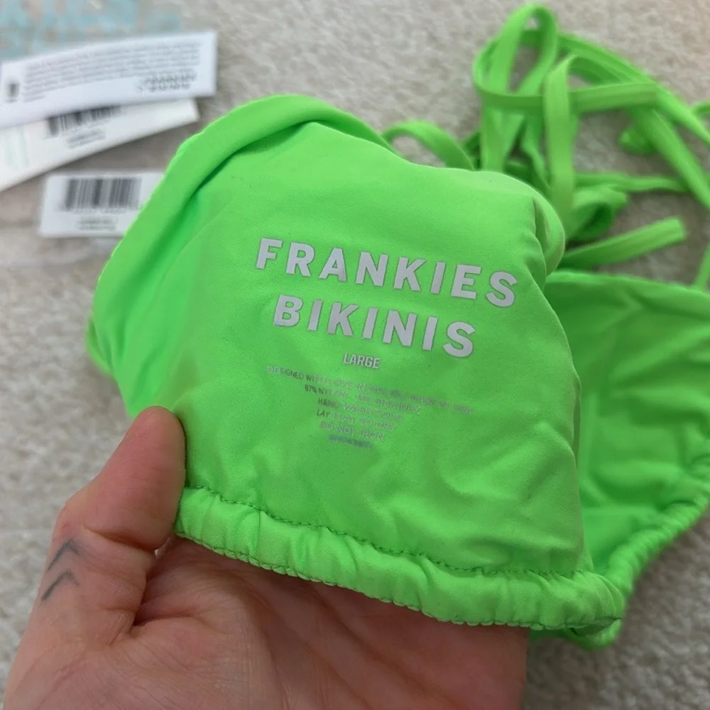 Frankie’s Bikinis Tia green ribbed bikini top